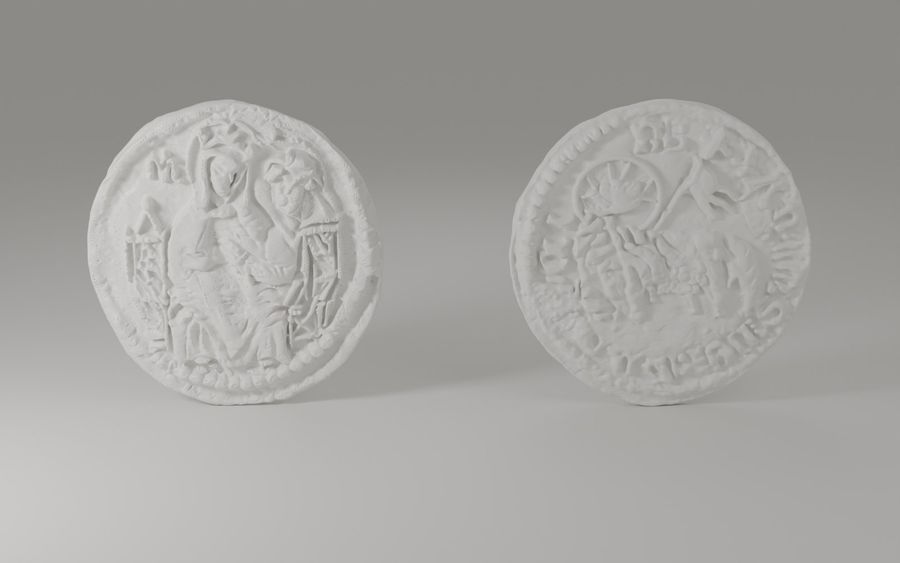 Vizualizacija replika iz 3D modela — Ø 30 mm, bijela smola: avers; revers