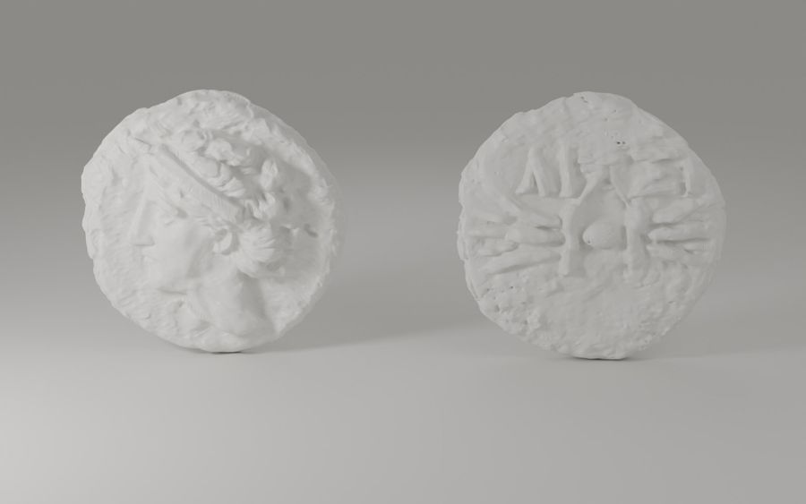Vizualizacija replika iz 3D modela — Ø 30 mm, bijela smola: avers; revers