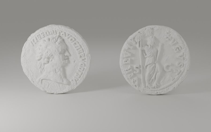 Vizualizacija replika iz 3D modela — Ø 30 mm, bijela smola: avers; revers
