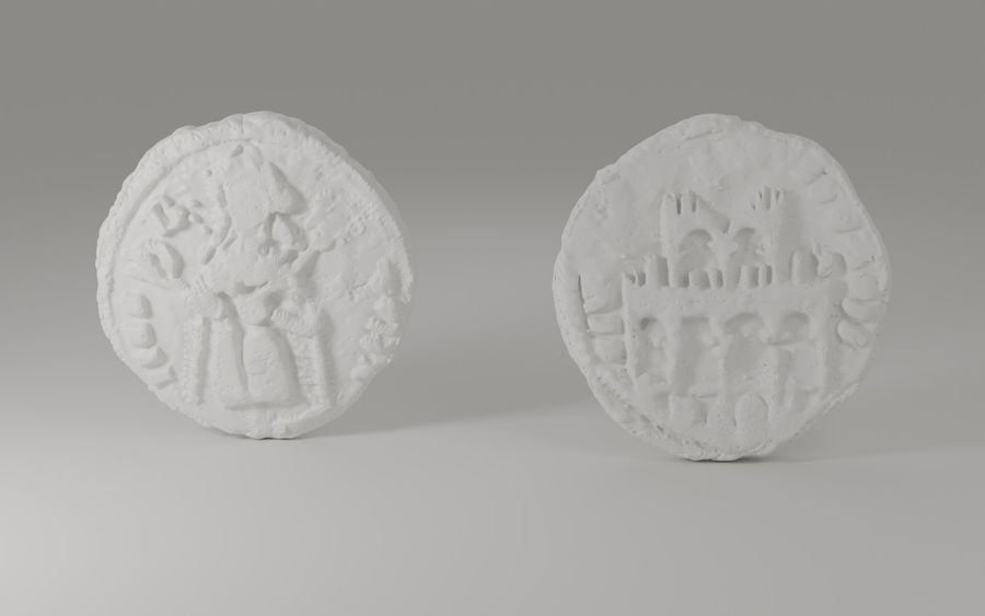 Vizualizacija replika iz 3D modela — Ø 30 mm, bijela smola: avers; revers
