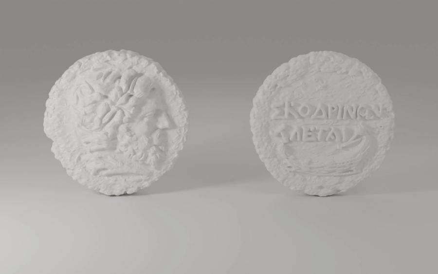 Vizualizacija replika iz 3D modela — Ø 30 mm, bijela smola: avers; revers