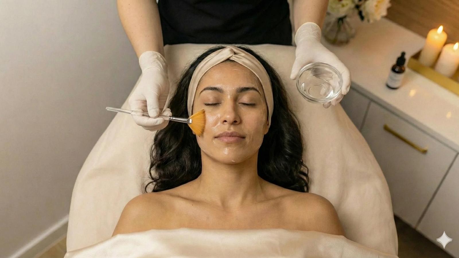 Chemical peel application during a facial in Temecula