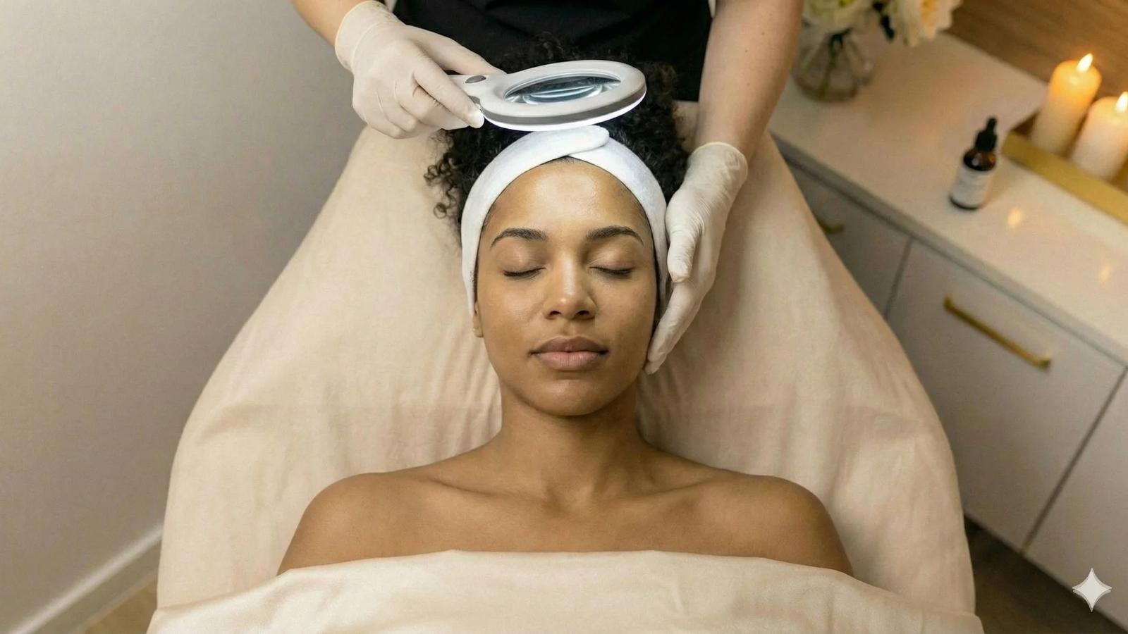 Skin analysis before a chemical peel at Aura Aesthetics in Temecula