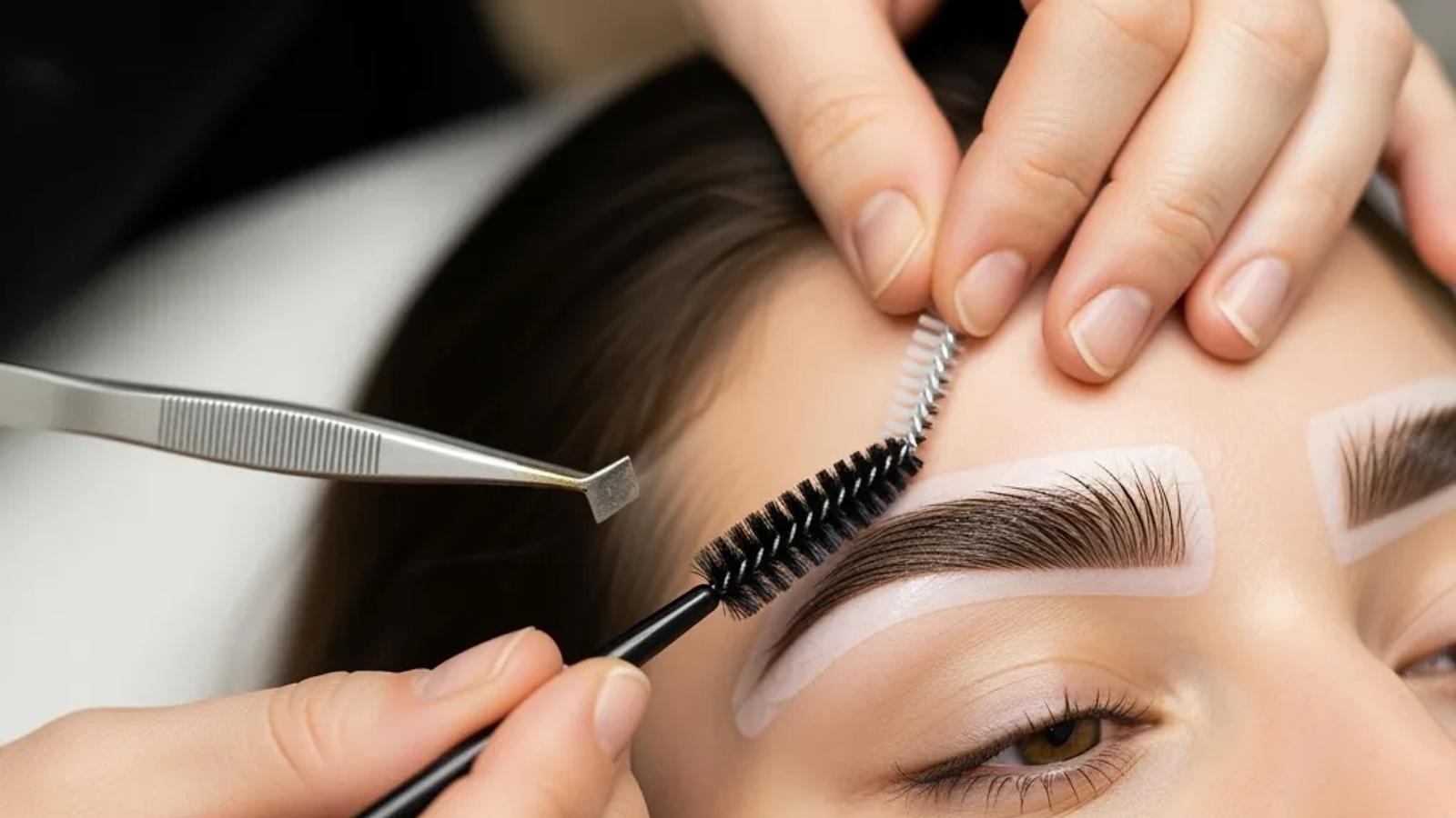 Eyebrow shaping and tinting services at Aura Aesthetics in Temecula