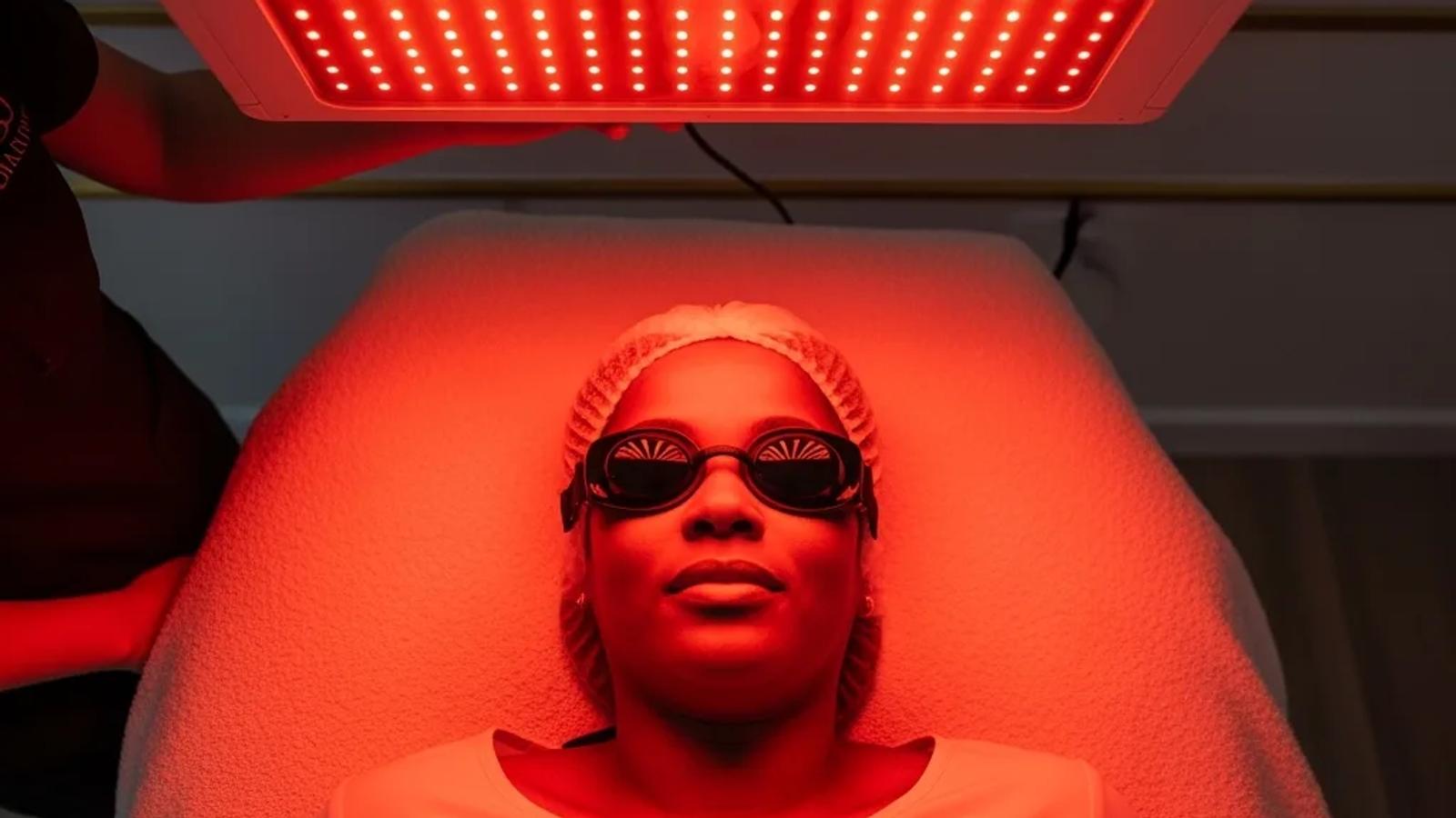 Red light LED therapy skin treatment at Aura Aesthetics in Temecula