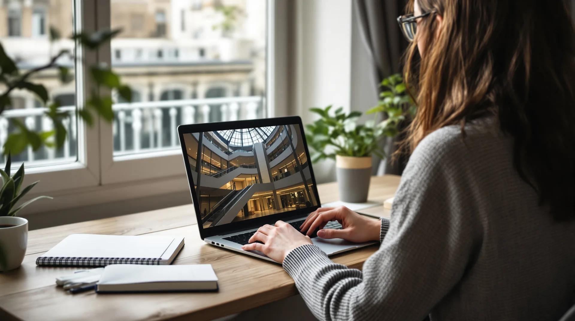 A prospective buyer explores a virtual tour from home