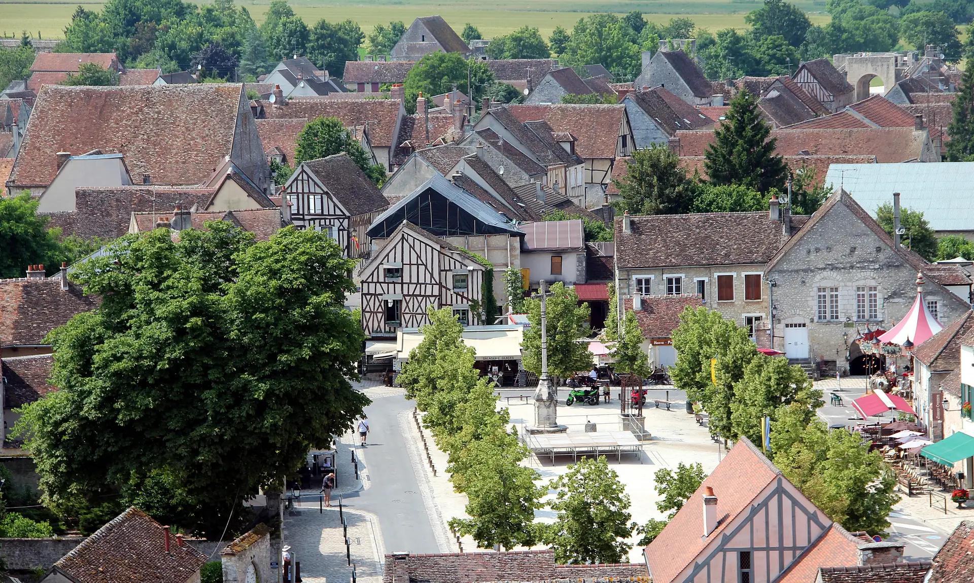Les toits de la ville haute de Provins vus de la tour César.