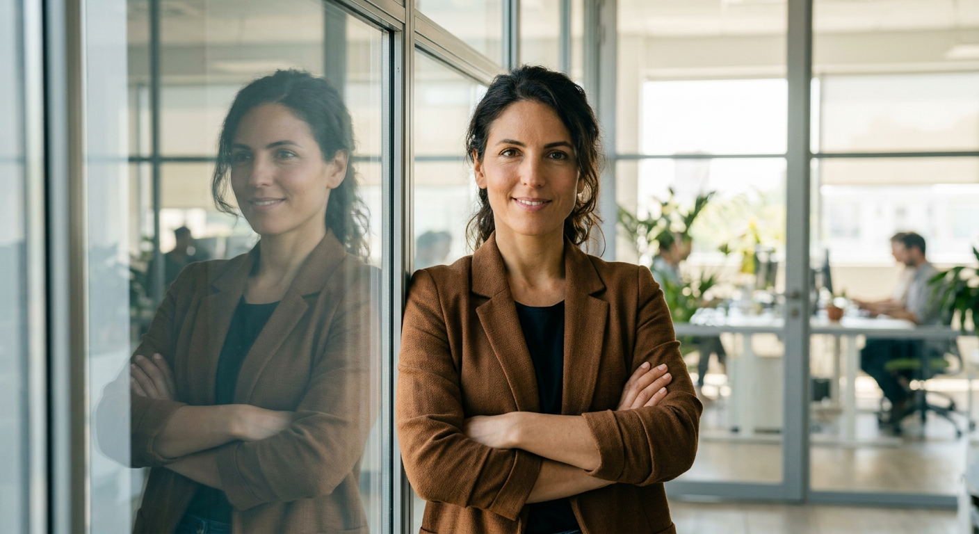Professionals collaborating in a modern workplace