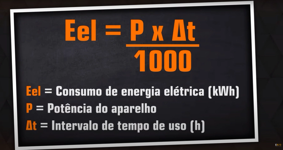 Fórmula do cálculo do consumo de energia elétrica