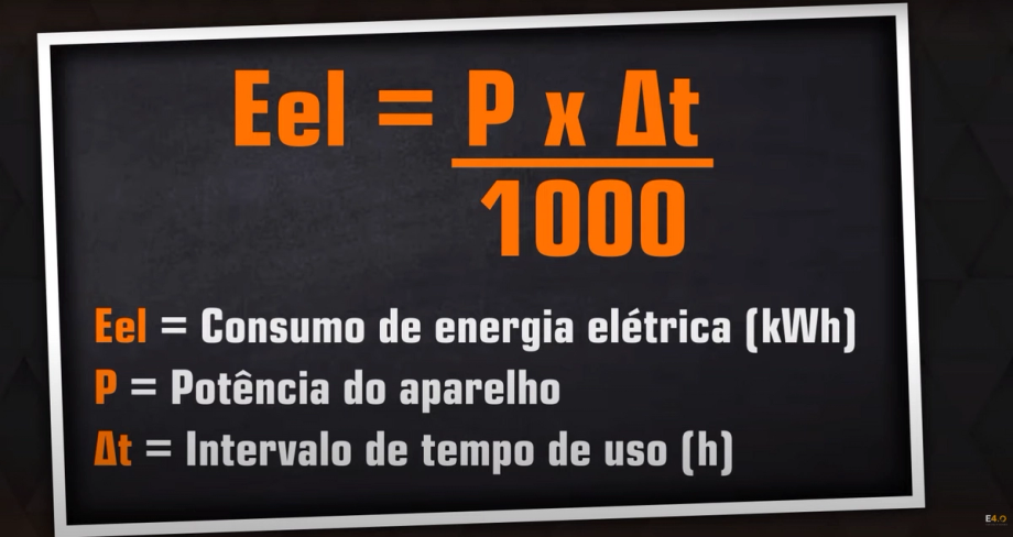 Fórmula do cálculo do consumo de energia elétrica