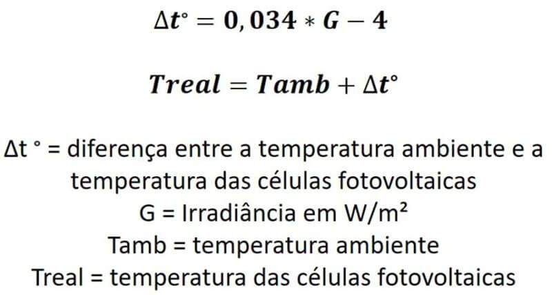 Equações de temperatura da célula fotovoltaica Equações de temperatura da célula fotovoltaica