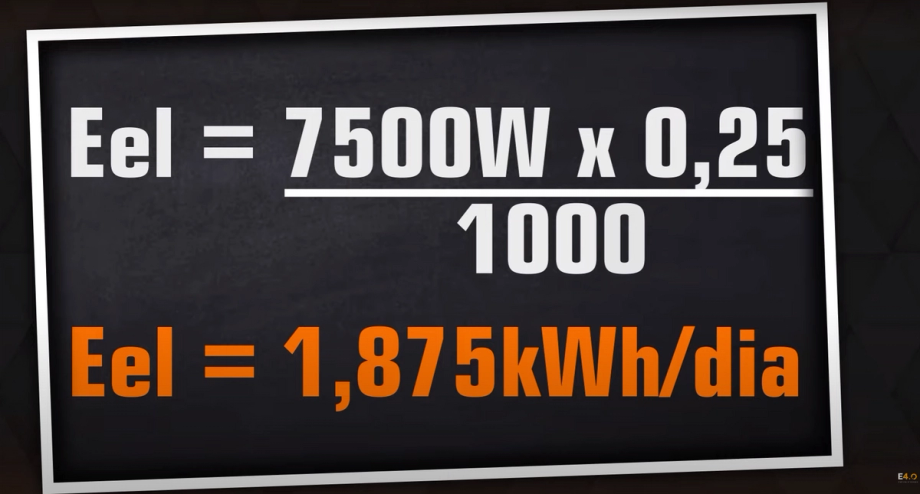 Cálculo do consumo diário de um chuveiro elétrico de 7.500W - Exemplo 02