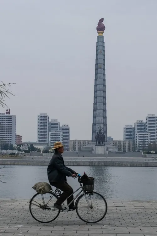 Juche Tower symbolising self reliance in Pyongyang