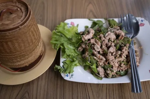 Laab moo, a popular Issan food
