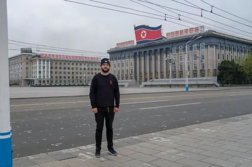 Me stood in Kim Il Sung Square, Pyongyang