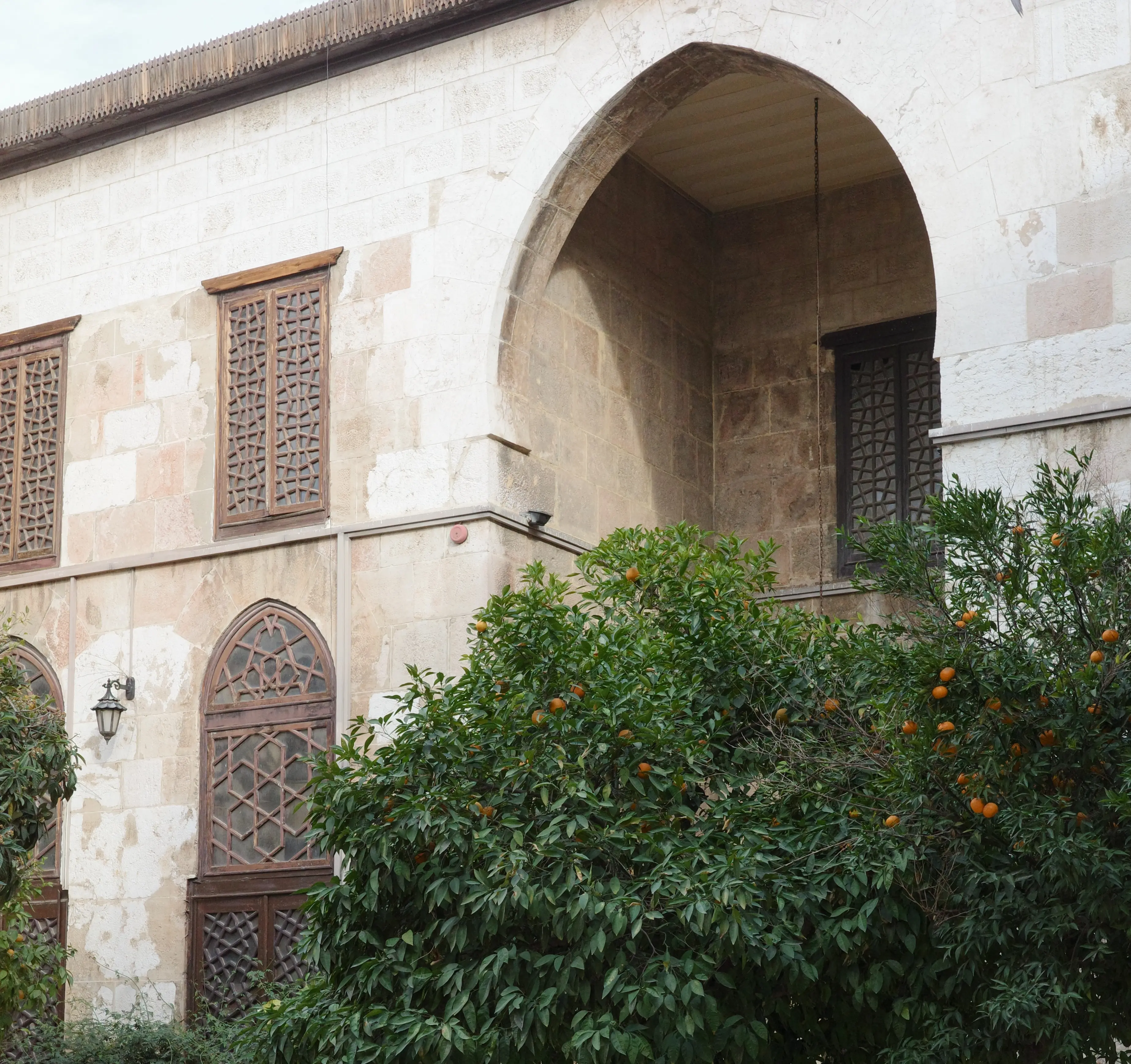 Details inside the courtyard in Al-Zahiriyya Madrasa