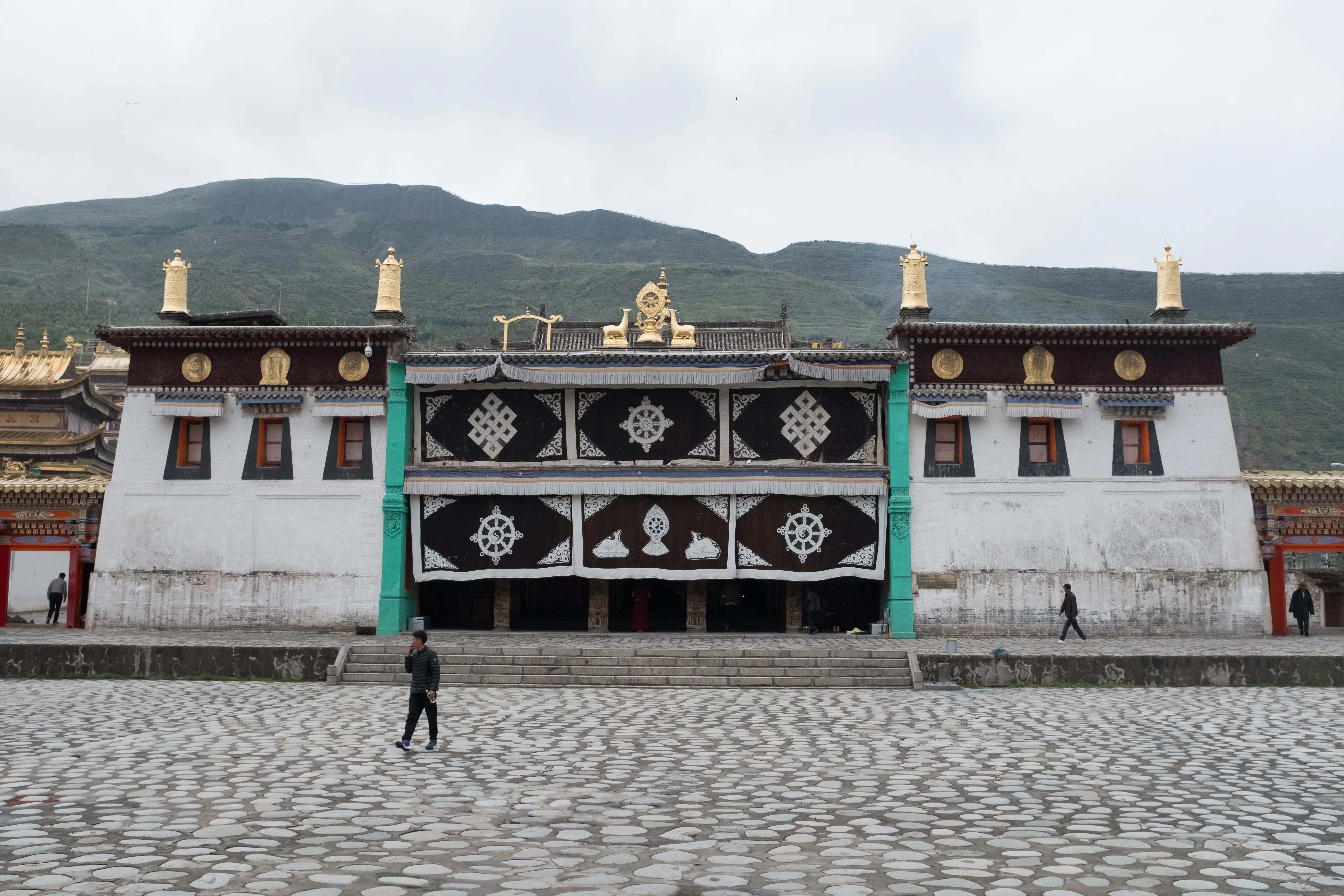 One of the buildings in Rongwo Monastery... notice the lack of people - Tongren, China