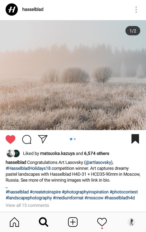 Mention on Hasselblad Instagram | Art Lasovsky