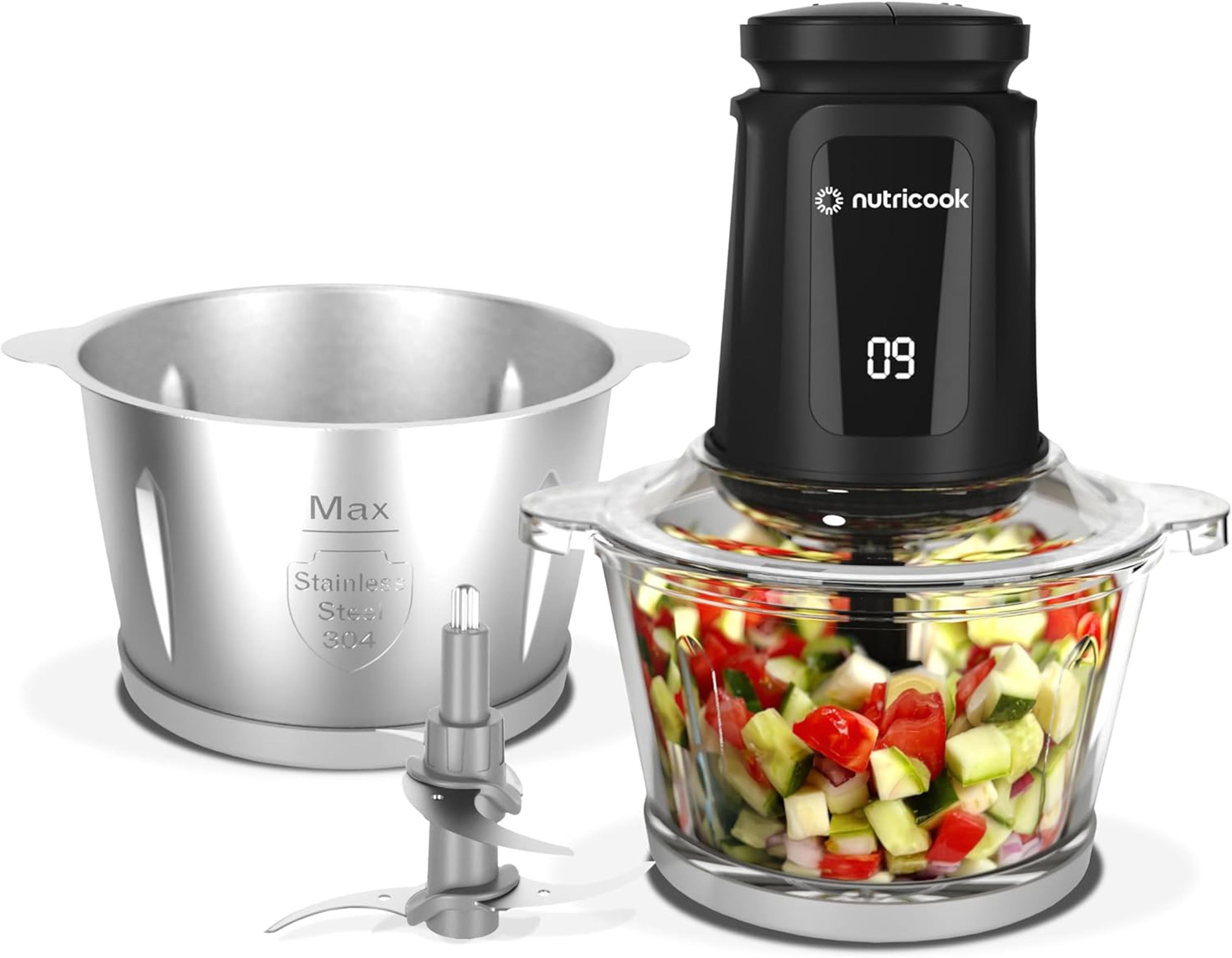 Nutricook 2+2 L XXXL Glass & SS Chopper and Mincer, 500W β 30% Ramadan Deal