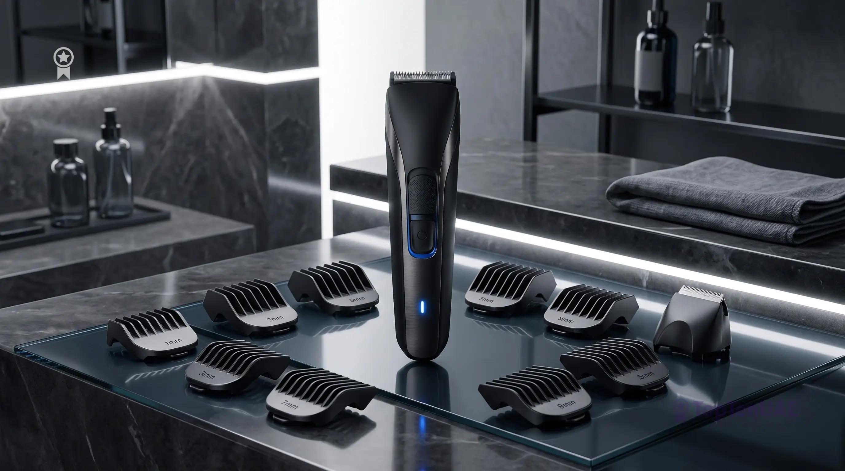 Beard trimmer with multiple comb guards and attachments for different trimming lengths