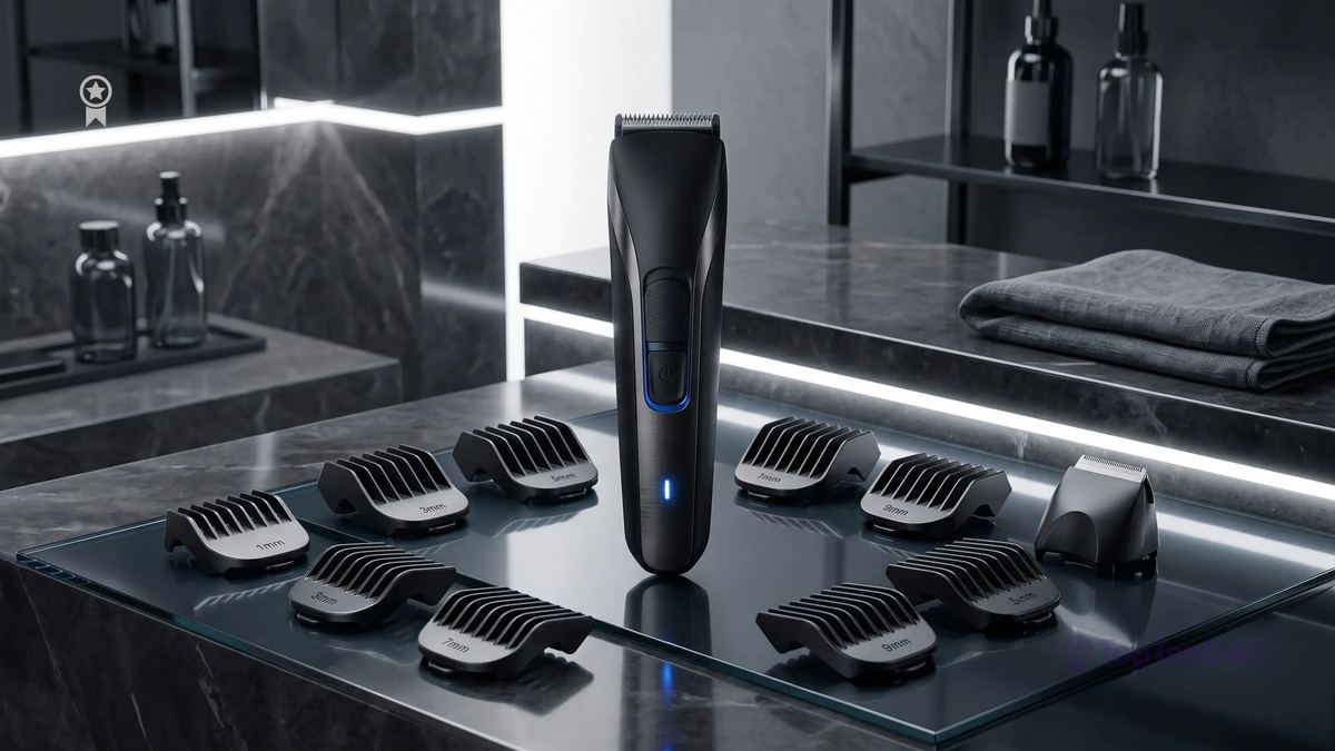 Beard trimmer with multiple comb guards and attachments for different trimming lengths