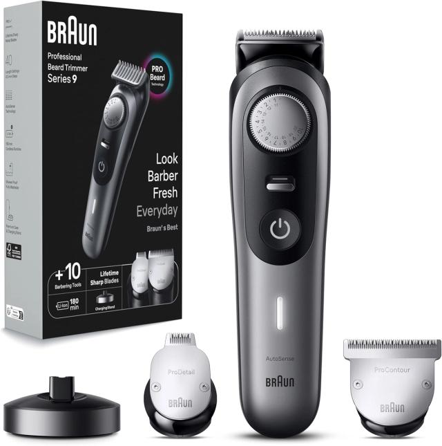 Braun BT9420 adjustable beard trimmer with precision dial, contour tools and charging stand