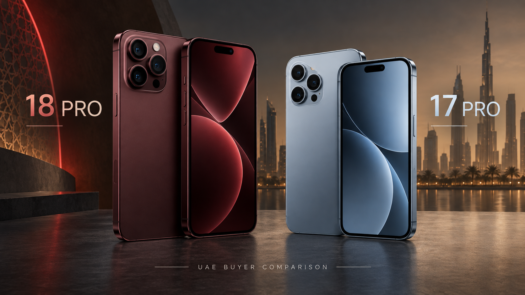 iPhone 18 Pro and iPhone 17 Pro side-by-side UAE buyer comparison