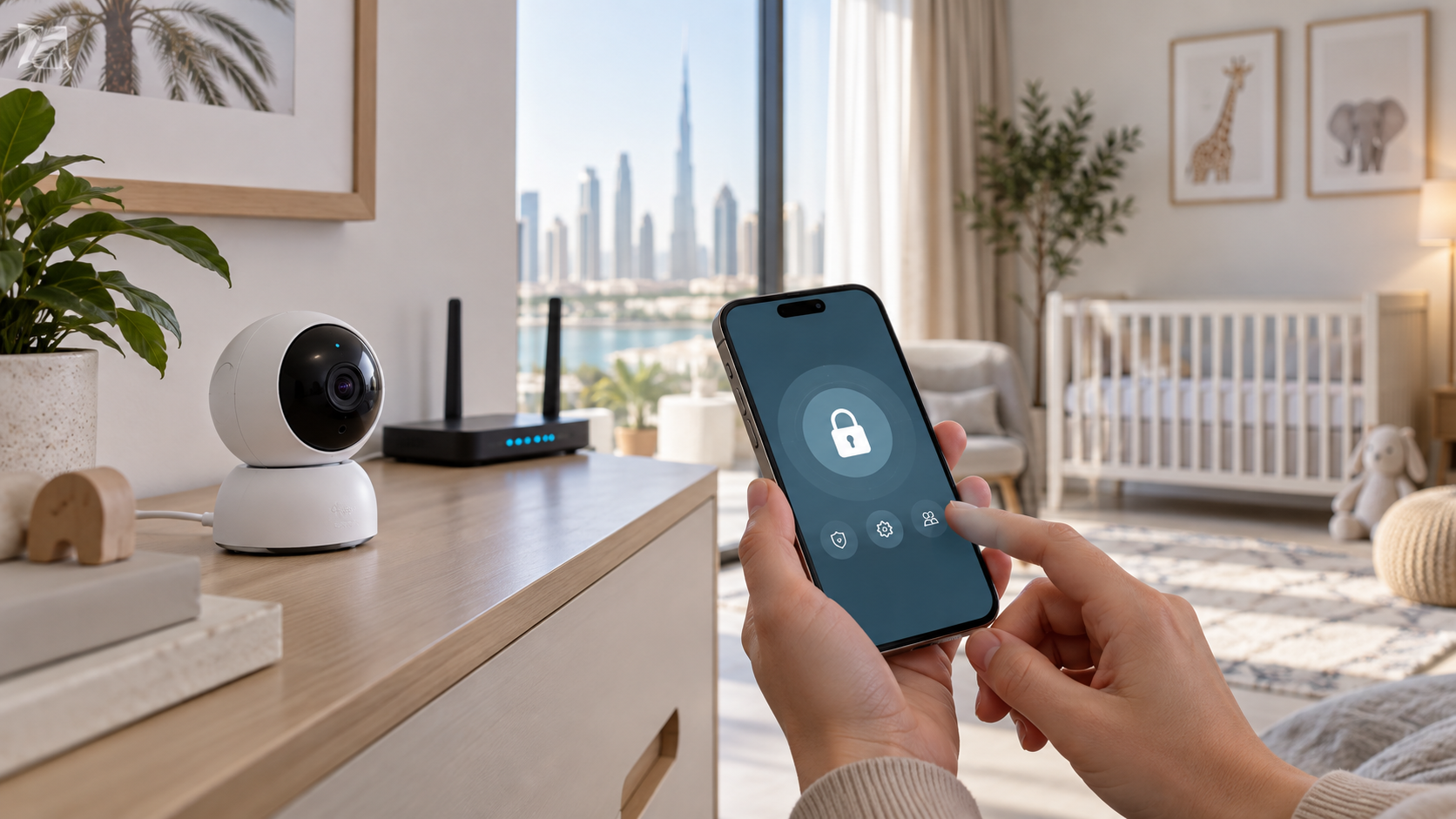 Wi-Fi baby monitor camera and phone privacy controls in a secure home setup