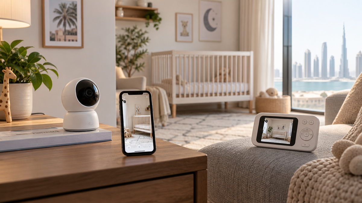 Wi-Fi baby monitor camera and dedicated parent screen compared in a home
