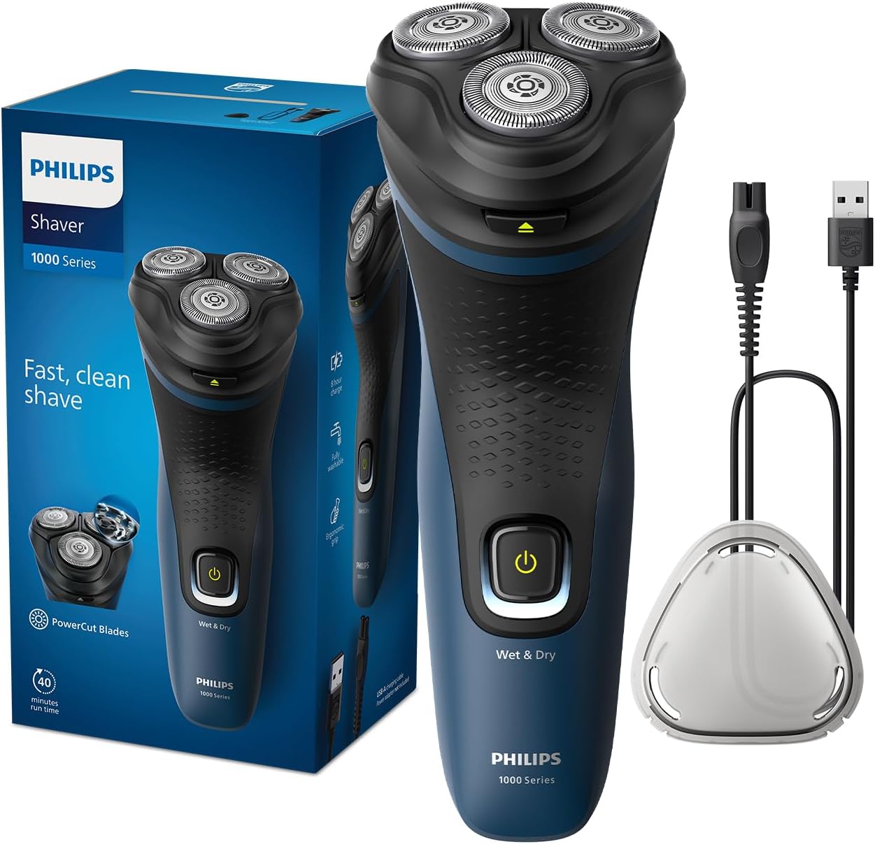 Philips Series 1000 budget rotary shaver blue
