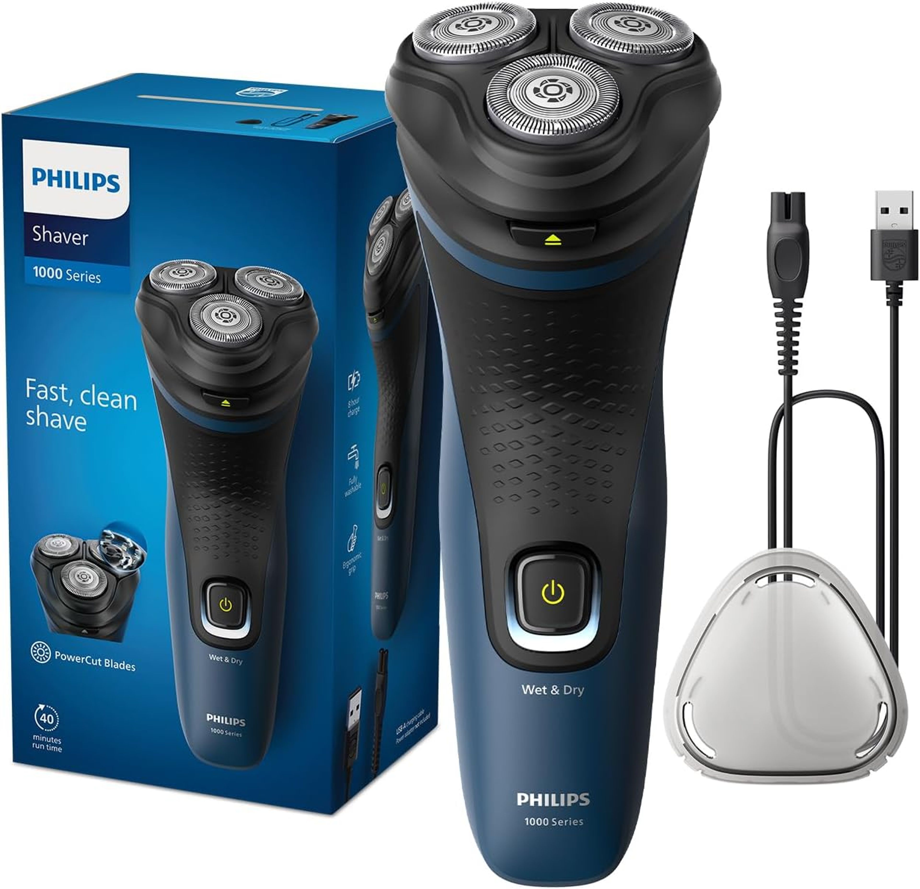 Philips Series 1000 budget rotary shaver blue