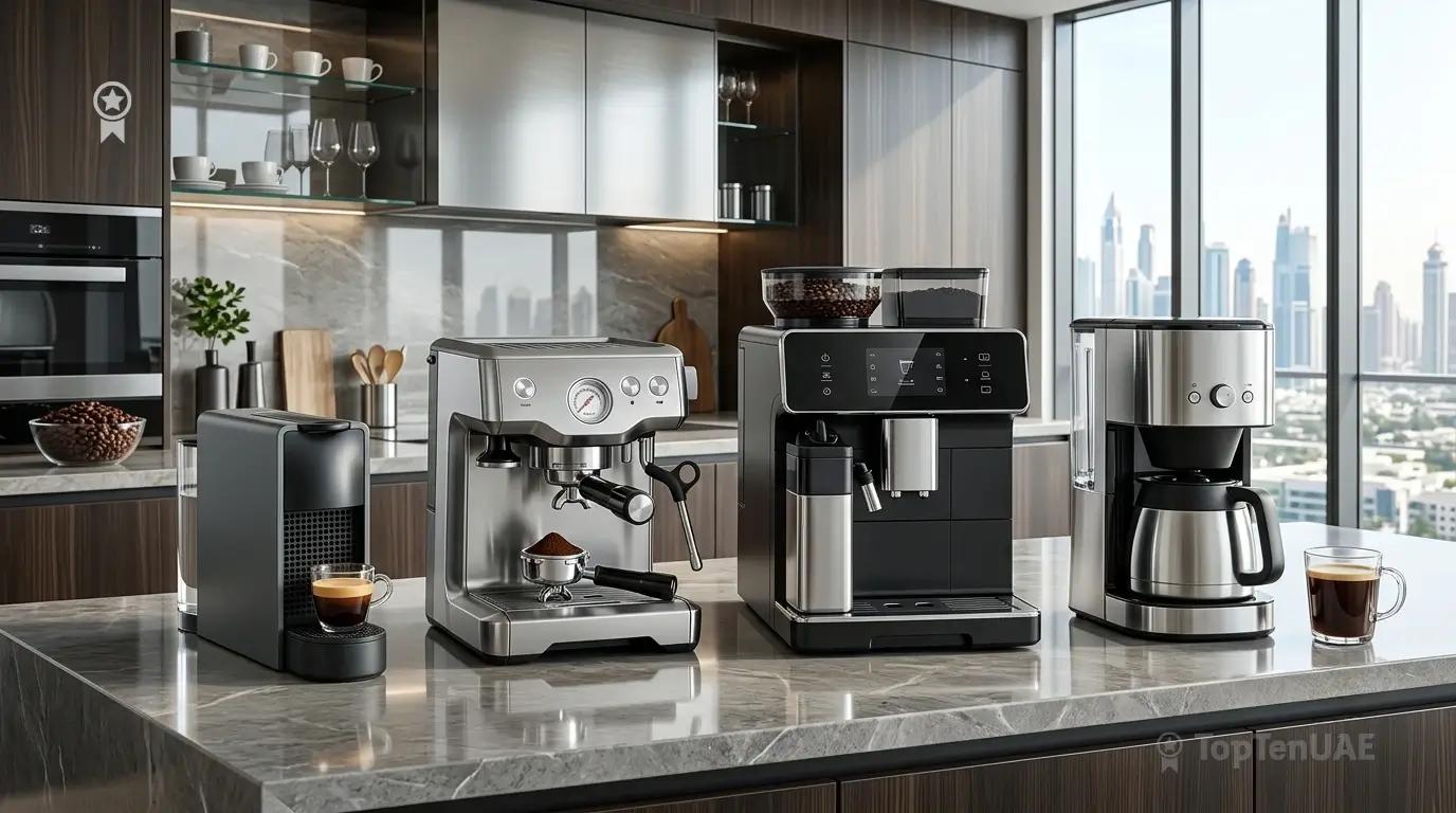 Different coffee maker types compared for UAE buyers including capsule, espresso, automatic and filter machines