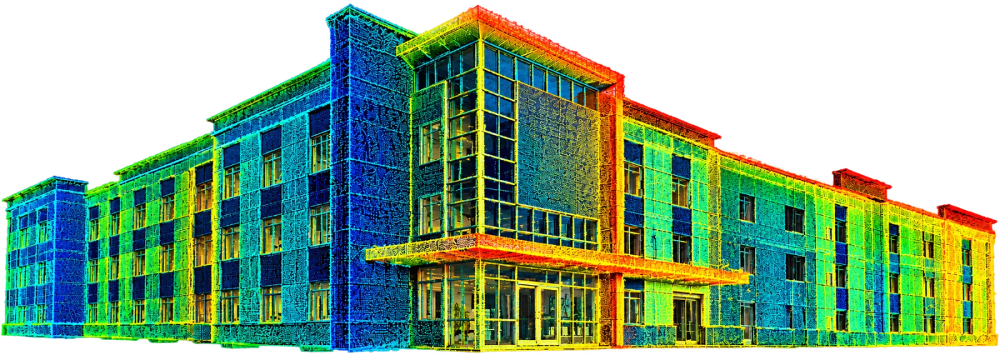 Registered point cloud supplied by the client, coloured by intensity.