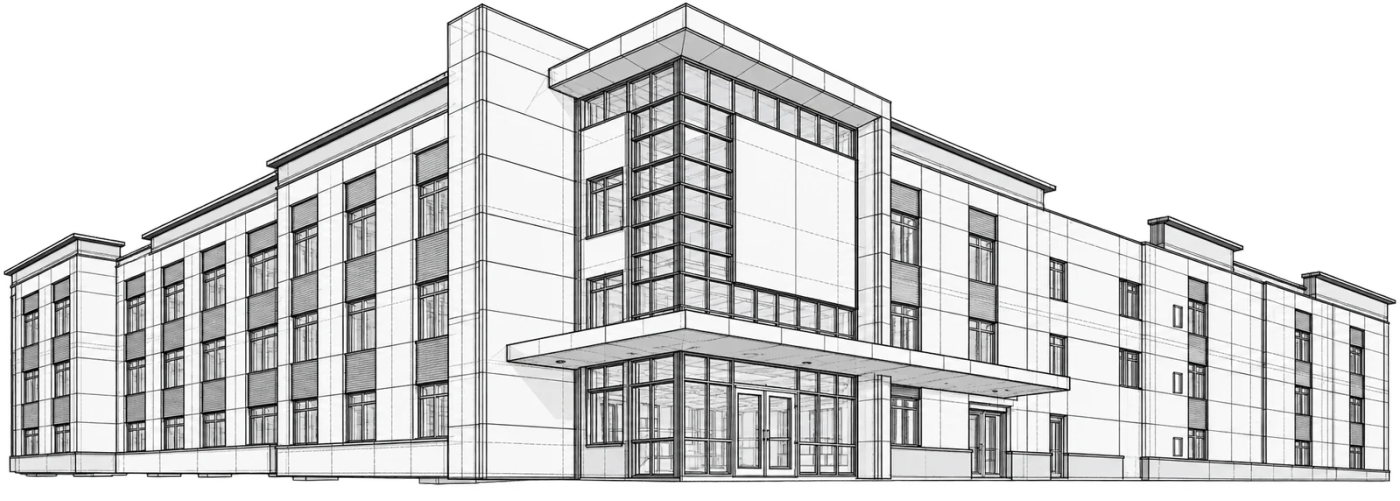 Elevation geometry traced from the scan.