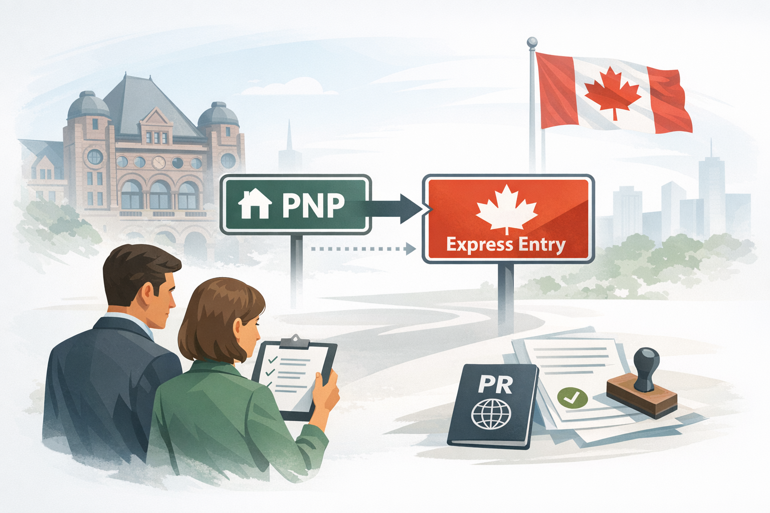 Ontario allows eligible OINP nominees to use Express Entry, potentially speeding permanent residence processing