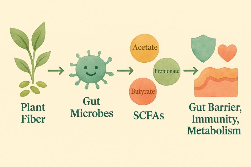 Microbes transform plant fibers into SCFAs that nourish your body and gut barrier.