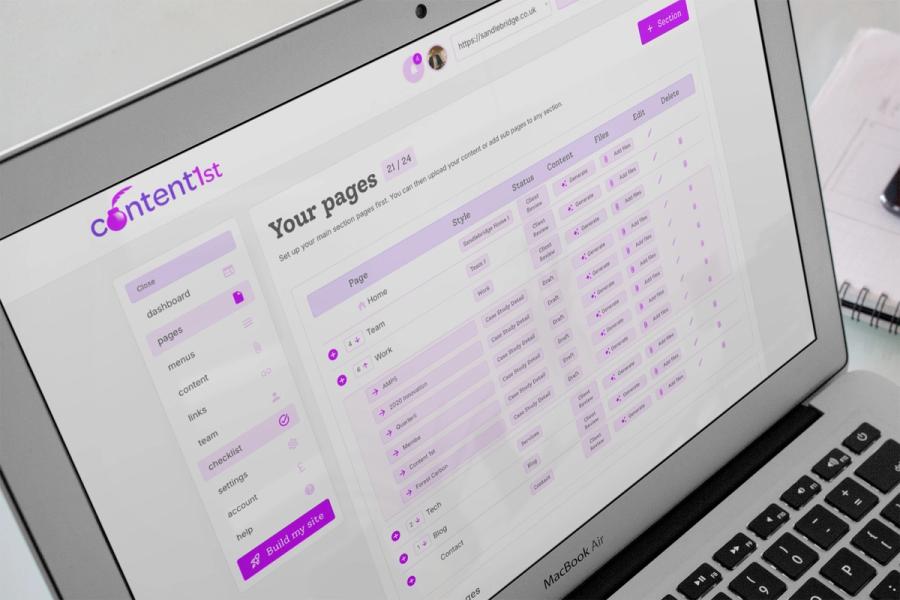 Content 1st project interface shown on a device