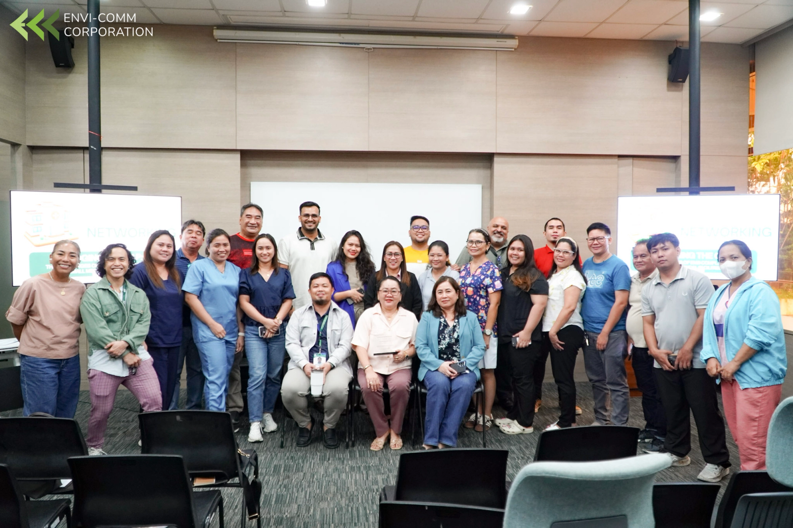 A large group at the close of a compliance orientation session