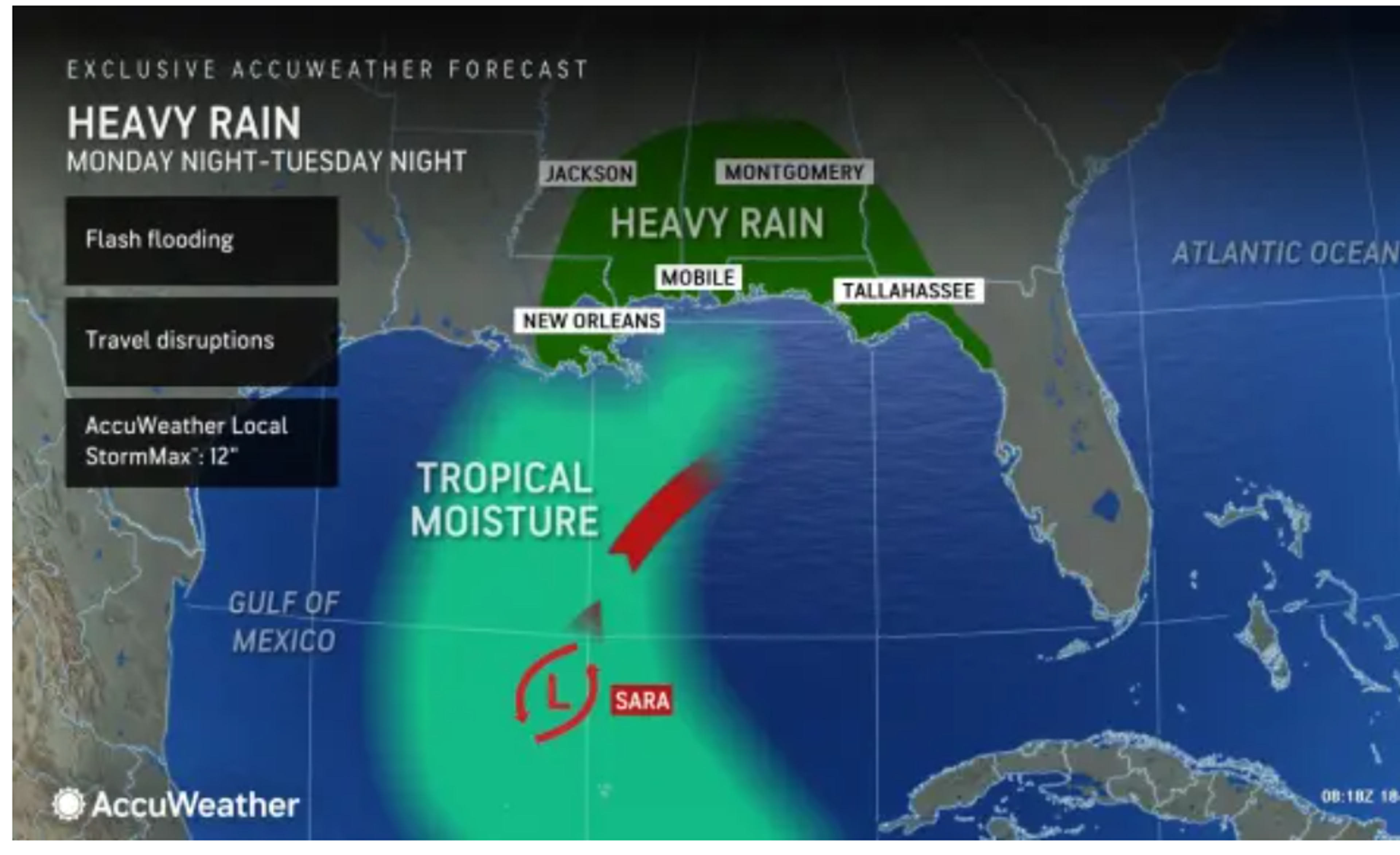 Tropical Storm Sara Dissipated As It Moved Over Land This Weekend