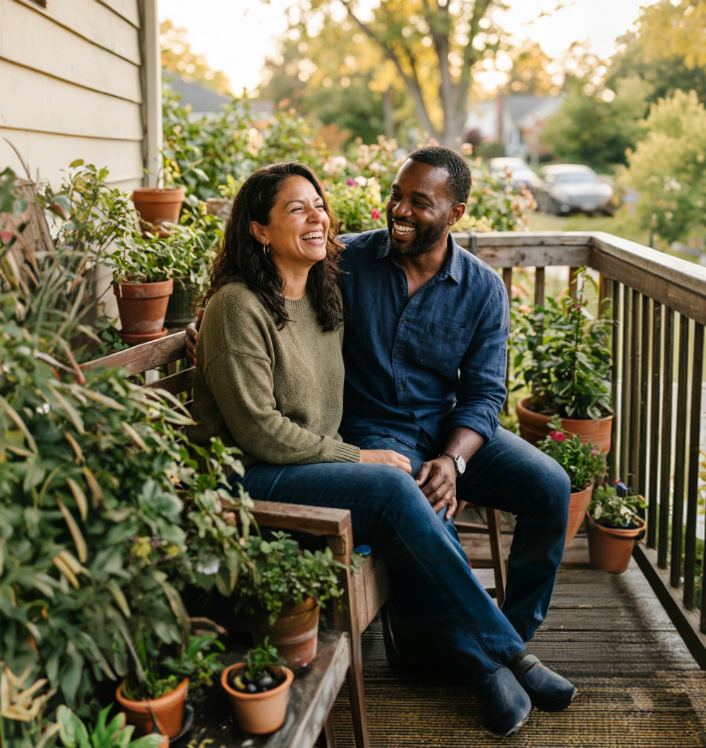 Two people sitting on a bench