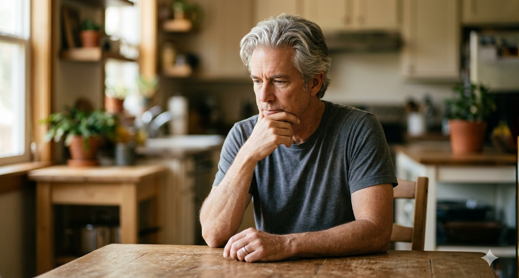 A man on his desk
