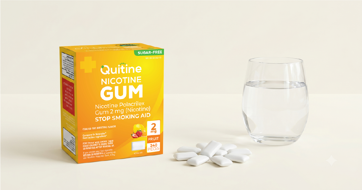 Person chewing Quitine nicotine gum