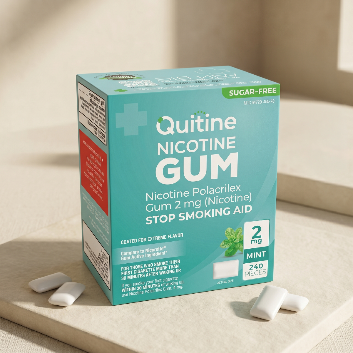 Person chewing Quitine nicotine gum