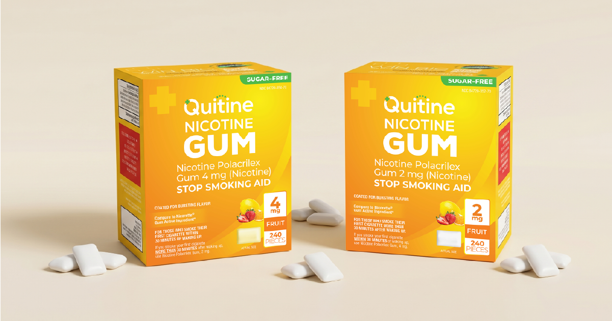 Person chewing Quitine nicotine gum