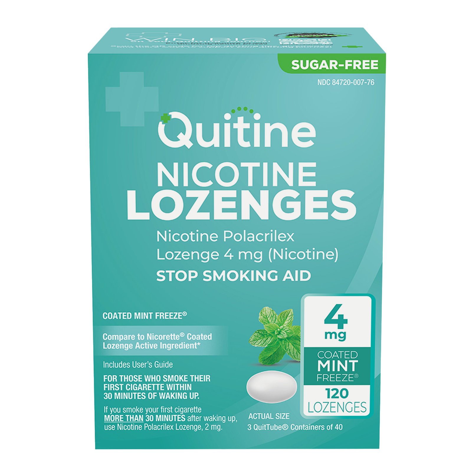 1) Quitine Nicotine Lozenges 4mg Mint 120 Pieces