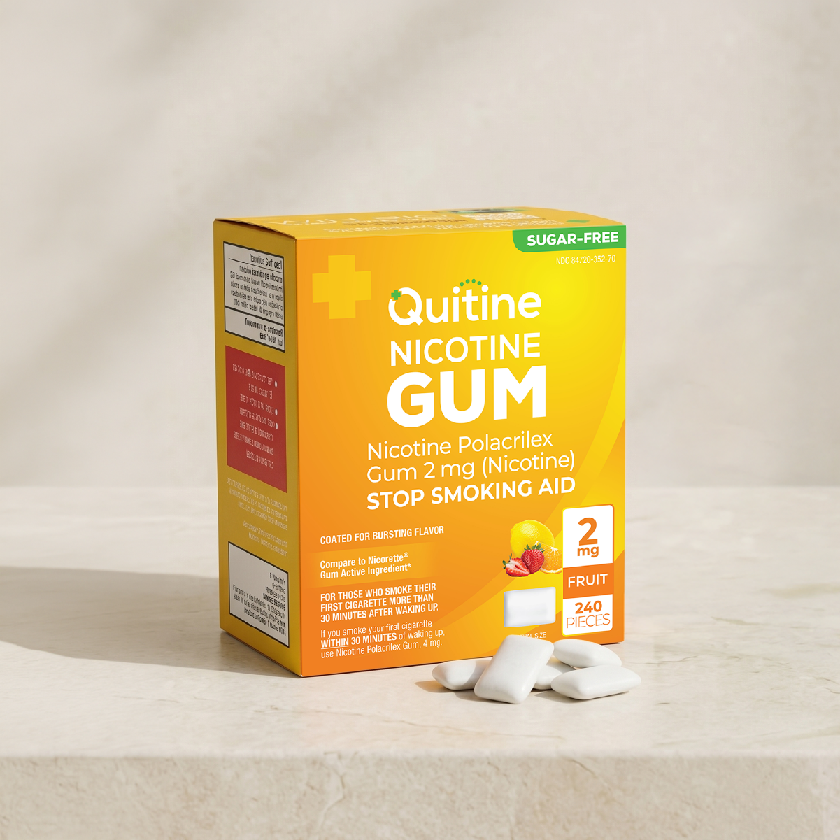 Person chewing Quitine nicotine gum