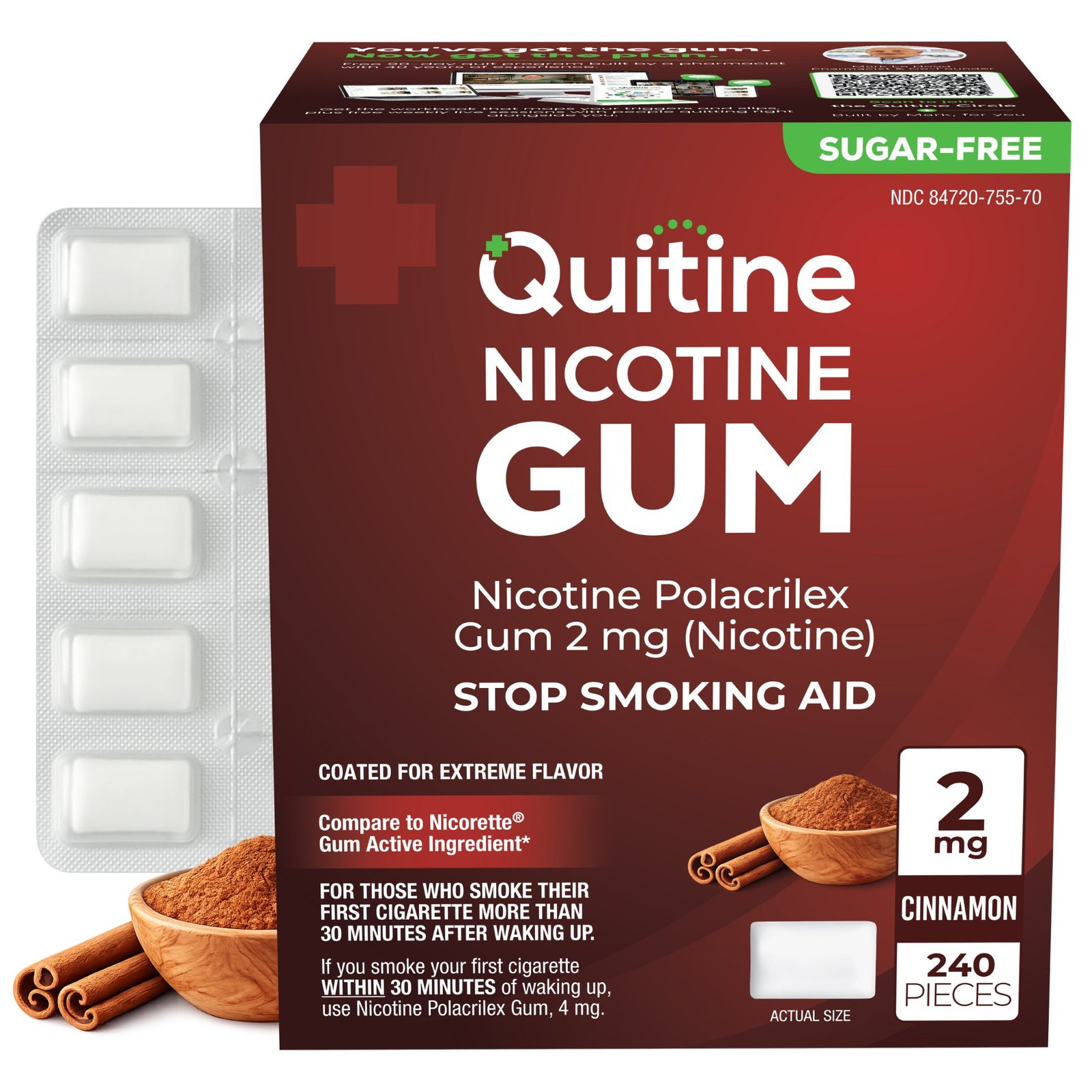 Quitine Cinnamon Nicotine Gum Box