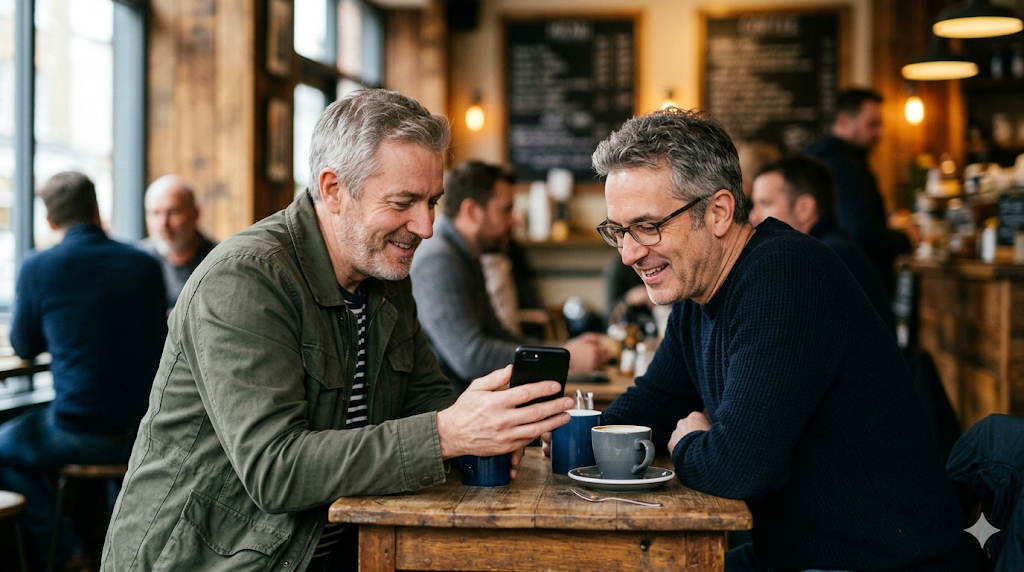 Two men at a cafe