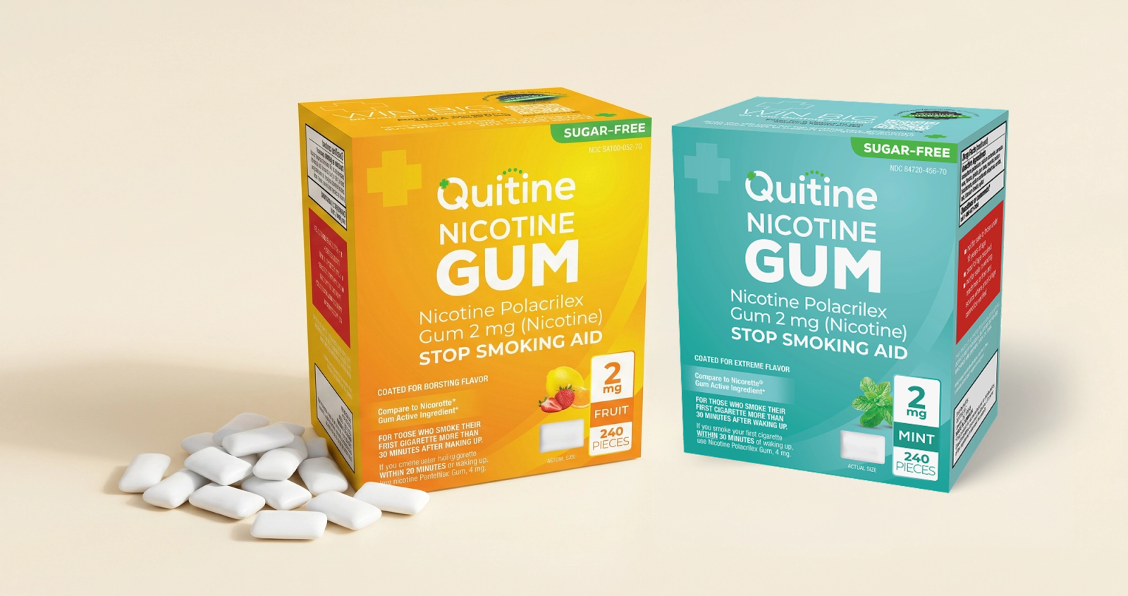 Person chewing Quitine nicotine gum