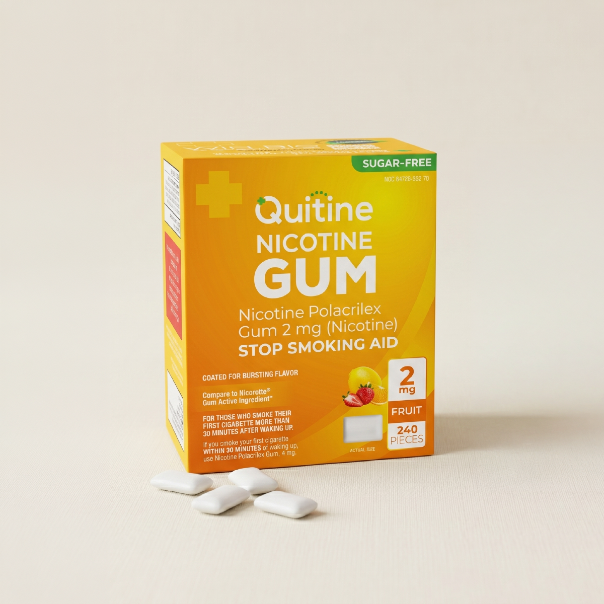 Person chewing Quitine nicotine gum